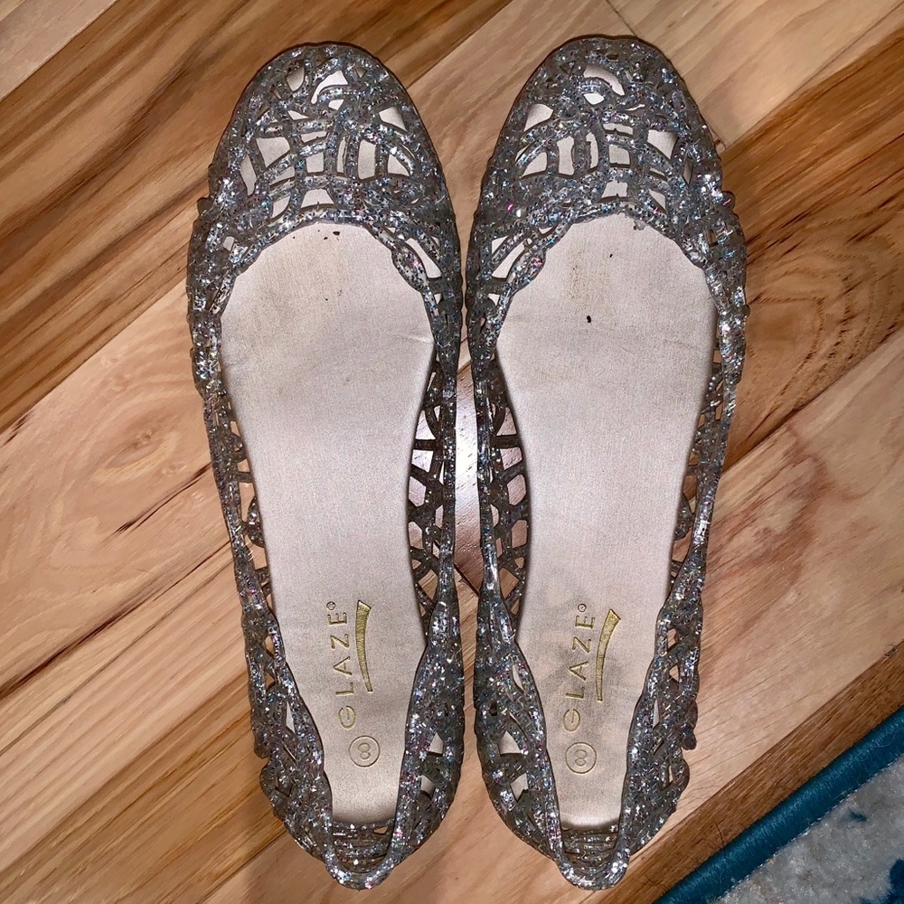 NWOT Sparkle Jelly Flats & Bath And Body Works Bag - Picture 2 of 6